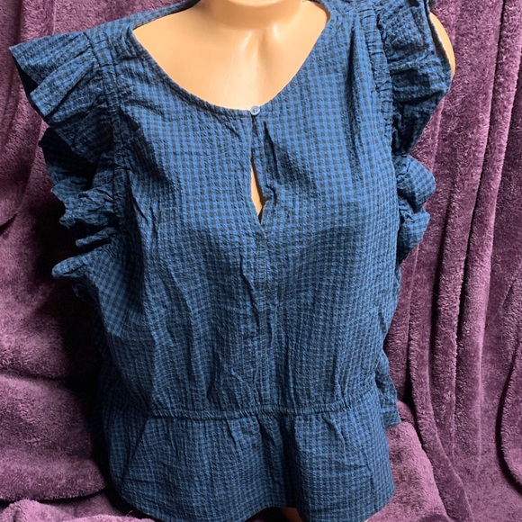 Free Assembly Tops - Free Assembly XXL Blue Ruffled Women's Top